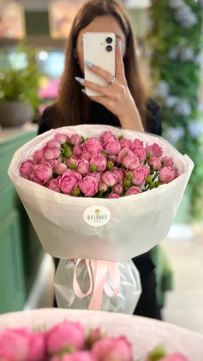 Монобукет из кустовых роз Мисти Баблс, 17 стеблей, фото 2