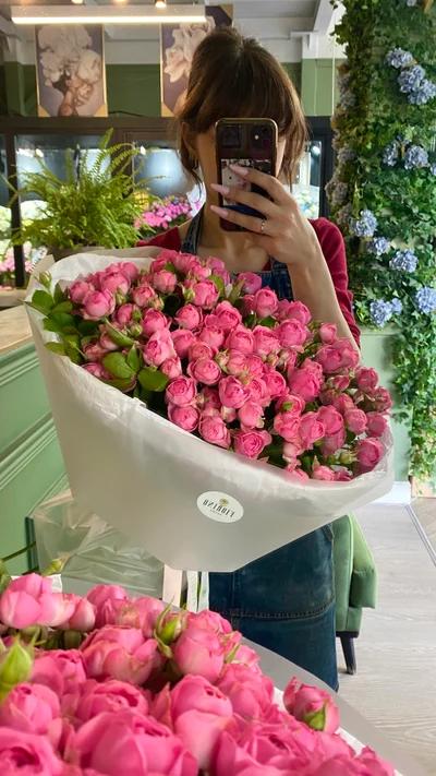Монобукет из кустовых роз Силва Пинк, 17 стеблей, фото 3