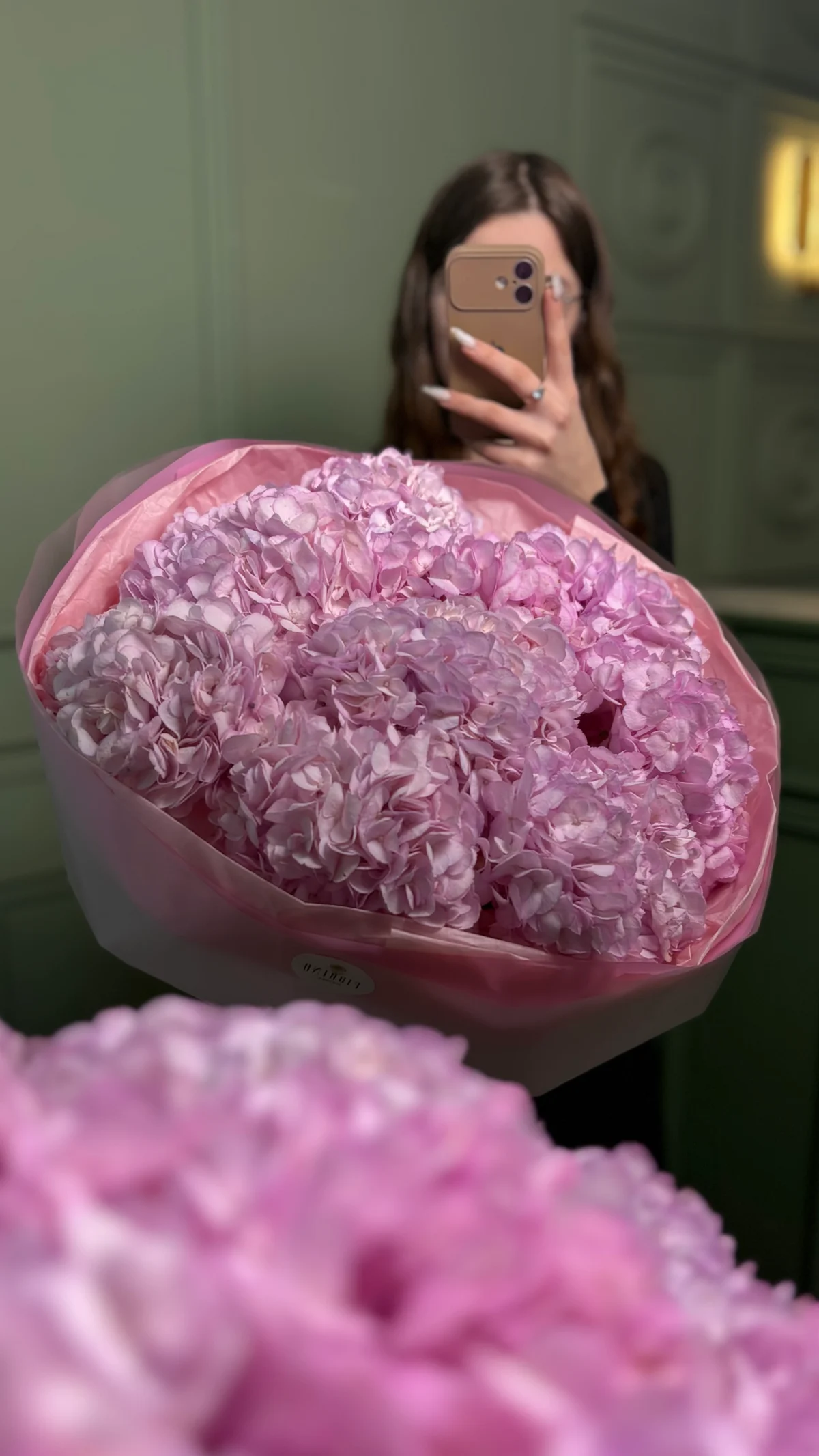 Монобукет из розовых гортензий 