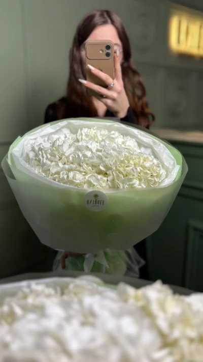 Монобукет из белых гортензий , 5 стеблей, фото 2