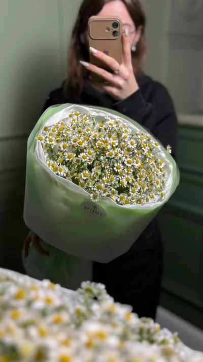 Монобукет из танацетума, 15 стеблей